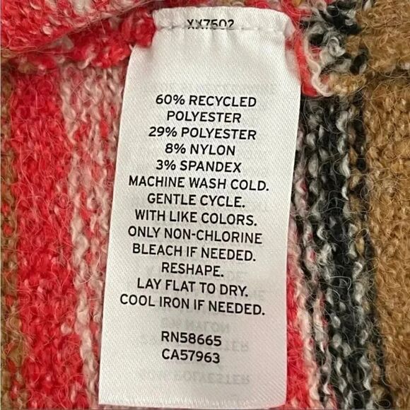 BP BLACK MARL STRIPE Button Down Red Black V-Neck Crop Cardigan Sweater XS - Picture 11 of 16